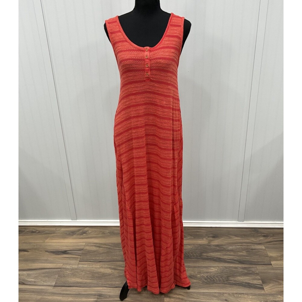 Soft Surroundings Women's Small Orange Sleeveless Knit Maxi Dress Casual Comfort